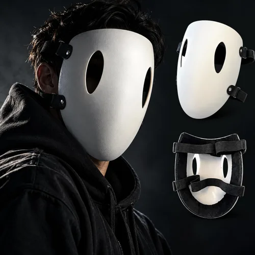 Vista 10 de Máscara sonriente de resina de anime blanco para adultos, con correa ajustable, accesorios para disfraz de Halloween o cosplay