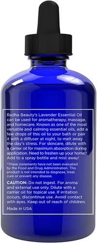 Vista 7 de Radha Beauty Aceite Esencial de lavanda 4 oz, 100% puro y natural, Grado Terapéutico
