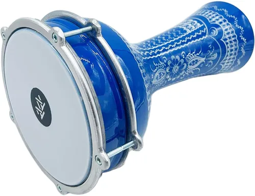 Vista 12 de ZAZA Percussion Darbuka de aluminio de 16 '' de longitud, tambor Doumbek turco de cabeza sintética sintonizable de 8 pulgadas (negro)