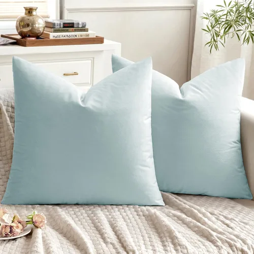 Vista 36 de EMEMA - Paquete de 2 fundas de almohada de terciopelo decorativas, fundas de cojín cuadradas suaves y sólidas para sofá, dormitorio, silla, Verde