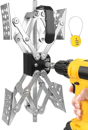 Vista 7 de Calzo de rueda estabilizador de RV en forma de X (permite ajustar el taladro) de doble eje para caravana, remolque de viaje, cámper, neumático