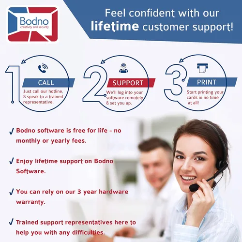 Vista 5 de Evolis Primacy - Impresora de tarjetas de identificación de doble cara y paquete completo de suministros con software de identificación Bodno Bronze