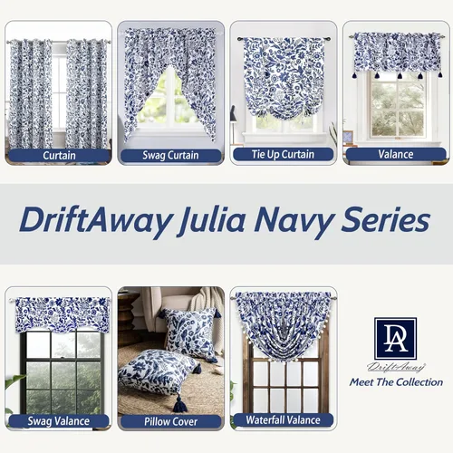 Vista 4 de DriftAway Julia - Cortina opaca ajustable con estampado floral de acuarela, con aislamiento térmico, para ventana pequeña, bolsillo para barra
