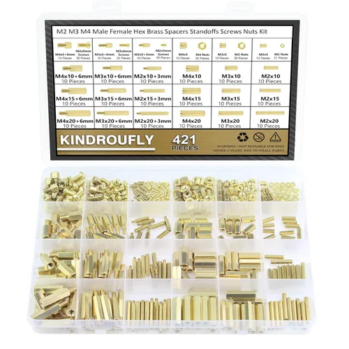Vista 11 de Juego de 320 piezas M2 macho hembra hexagonales de latón separadores separadores tornillos tuercas Kit surtido de separadores de latón para placa