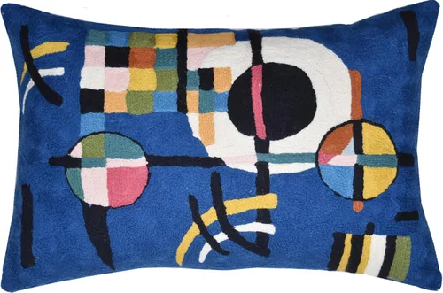 Vista 2 de Lumbar Kandinsky - Funda de almohada moderna intuitiva de mediados de siglo, funda de almohada abstracta de óxido, funda de almohada contemporánea