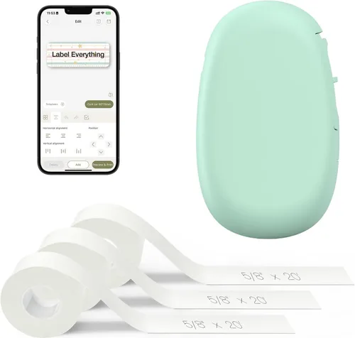 Vista 11 de Máquina etiquetadora Bluetooth SUPVAN E10 con cinta, etiqueta continua impermeable, aplicación versátil con 35 fuentes y más de 1k iconos