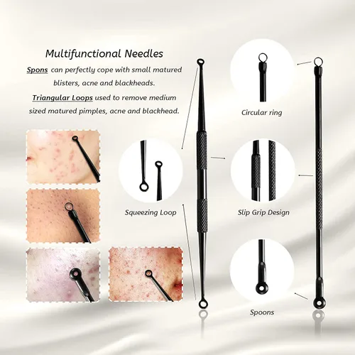 Vista 3 de Takibird Kit de herramientas para eliminar puntos negros, herramienta para eliminar espinillas, acné, comedia, espinillas, herramienta extractora