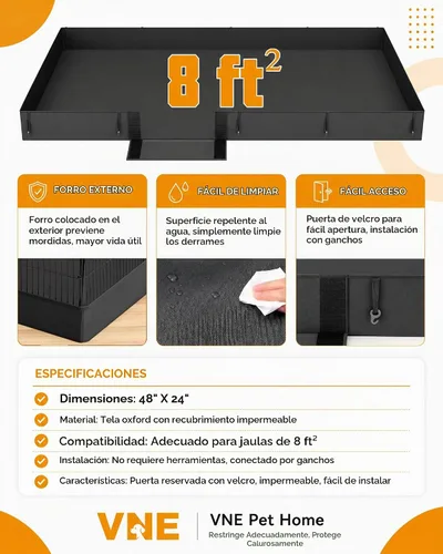 Vista 3 de Jaulas de conejillo de indias con forro impermeable, jaula cerrada para conejo de 48 x 24 x 16 pulgadas, ampliable para animales pequeños BL 20