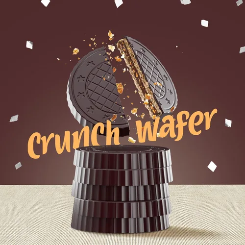 Vista 6 de Fiorella Crunch - Galletas de oblea de chocolate oscuro, 18 unidades, obleas finas crujientes cubiertas de chocolate con capas de relleno de crema