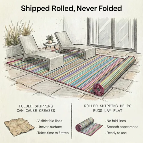 Vista 164 de Fab Habitat Alfombra Rayada para Exteriores - Impermeable, Resistente a la Decoloración, Sin Arrugas, Reversible - Plástico Reciclado Premium