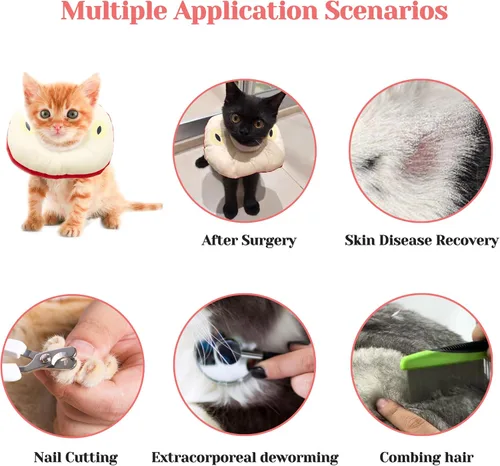Vista 6 de Conos para Gatitos Después de Cirugía 0-6 Meses, Collar de Cono para Gatito Extra Pequeño Suave para Evitar Lamido del Cuello, Collar Isabelino e