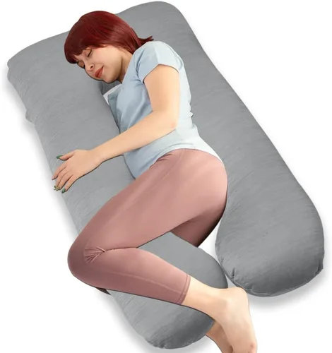 Vista 19 de Moon Pine - Almohada de embarazo, almohada de cuerpo completo en forma de U para apoyo de la maternidad, almohada de dormir con funda para mujeres