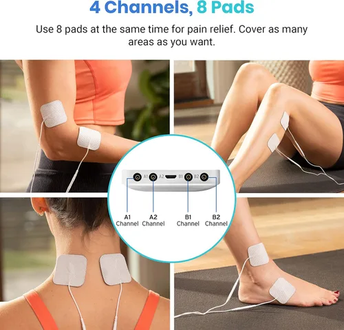 Vista 3 de Etekcity 4-Channel Rechargeable TENS Unit,FSA-HSA Eligible Muscle Stimulator for Pain Relief, After-Exercise Relaxation, Physical Therapy, 8