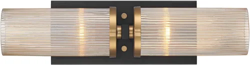Vista 7 de Stiffel Palais - Lámpara de pared moderna de latón cálido negro con cable de 4 1/4 pulgadas, 2 lámparas acanaladas con pantalla de vidrio champán