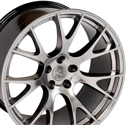 Vista 5 de 20X9 ruedas para Dodge, Chrysler - Challenger, Charger con llantas estilo Hellcat color hiper negro, Hollander 2528 - JUEGO