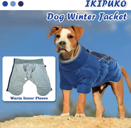 Vista 7 de Chaqueta para perro, abrigos para perros pequeños para invierno, impermeable, forro polar, ropa cálida reflectante para cachorros, abrigo de perro