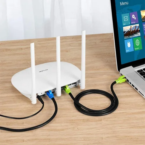 Vista 4 de Cable Ethernet Cat8 de 1 pie S/FTP para exteriores e interiores, red de Internet de alta velocidad 26AWG 40Gbps 2000Mhz RJ45, conector blindado