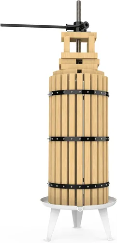 Vista 13 de SQUEEZE master Prensa de frutas, cesta de madera maciza de 1.6 galones/6 litros, prensa de vino, exprimidor tradicional vintage, 6 bloques de prensa