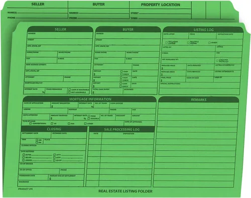 Vista 12 de NextDayLabels - Carpeta de listado de bienes raíces - Lista de panel derecho, preimpresa en cartulina duradera con lista de verificación de cierre