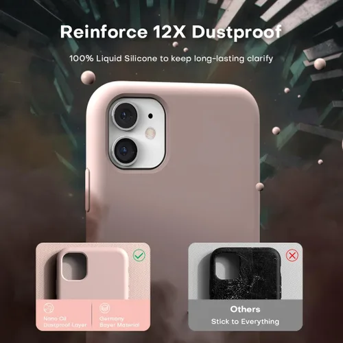 Vista 4 de TOCOL - Funda 5 en 1 para iPhone 11, con 2 protectores de pantalla + 2 protectores de lente de cámara, funda delgada de silicona líquida a prueba