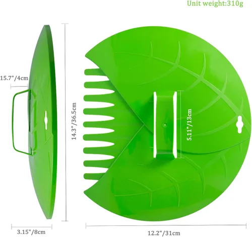 Vista 2 de Eastrans Cucharas de hojas y rastrillos de mano, garras de hoja para recoger hojas, recortes de césped y escombros de césped, verde claro, 2 piezas