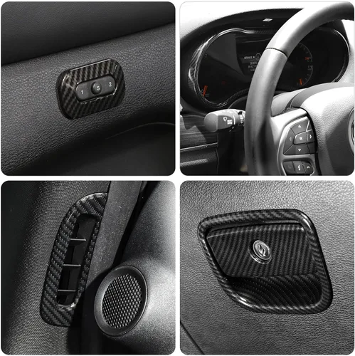 Vista 6 de Juego completo de 17 piezas de fibra de carbono compatible con Jeep Grand Cherokee 2016-2021, cubierta del panel de control de la consola central
