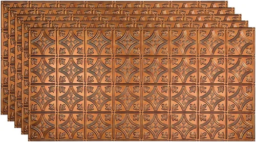 Vista 12 de FASÄDE Panel de techo decorativo de vinilo con pegamento de estilo tradicional y patrón 1 en bronce argente (muestra de 12 x 12 pulgadas)