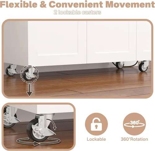Vista 4 de Isla de cocina sobre ruedas, carrito de isla de cocina rodante con encimera de hojas caídas, carrito de islas modernas con tomas de corriente