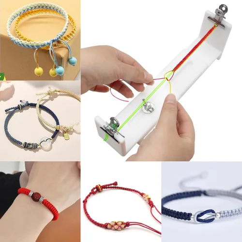 Vista 2 de MXFIV Máquina de pulseras de plantilla, herramienta de trenzado ajustable, kit de fabricación de cuerda de paracaídas en forma de U, kit de pulsera