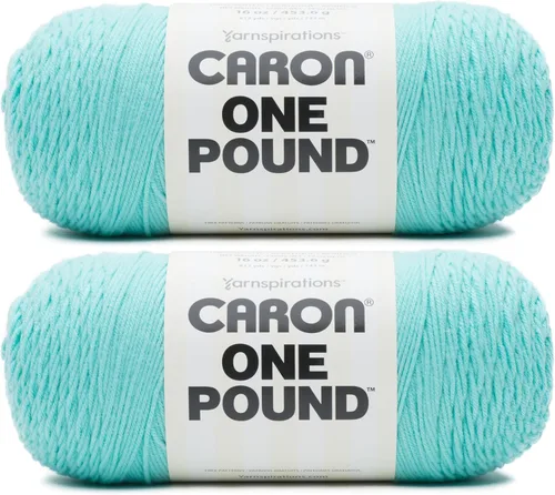 Vista 23 de Caron Hilo Aqua de una libra, paquete de 2 unidades de 16 onzas, acrílico, 4 medianos (peinado), 812 yardas, tejido/ganchillo