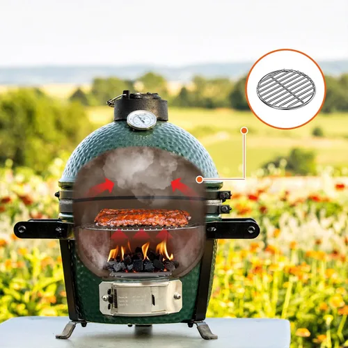 Vista 5 de onlyfire Rejilla de fuego de carbón de alto calor de acero inoxidable para Kamado Joe JR, 7 1/2 pulgadas