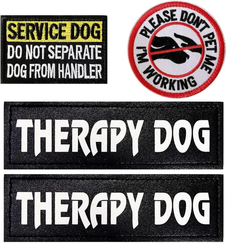 Vista 9 de 4 parches reflectantes para perro de servicio, chaleco táctico de gancho con lazo, juego de parches extraíbles con velcro bordado, Best Friend &
