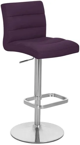 Vista 134 de Zuri Muebles Taburete de bar moderno de altura ajustable gris exuberante con base plana redonda cepillada