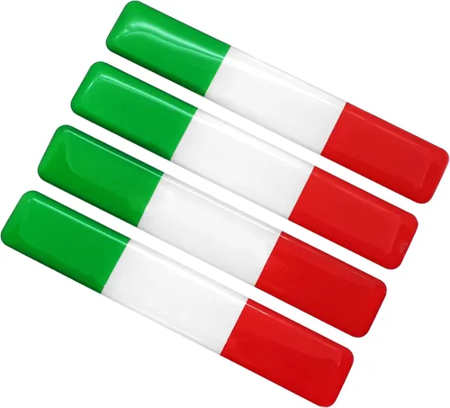 PTDecals 4 unidades, 90x15mm, calcomanías de bandera italiana de epoxi suave y flexible para vehículo, coche, motocicleta, casco, decoración para el