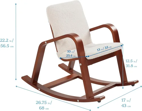 Vista 3 de ECR4Kids Mecedora Bentwood con cojín, muebles para niños, nogal oscuro