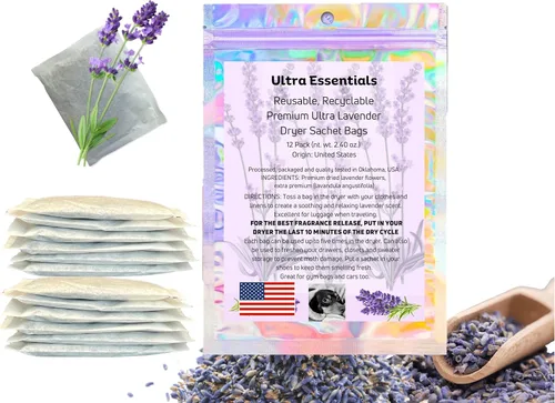 Vista 9 de Bolsitas de lavanda para secadora, aroma natural para equipaje, fragancia de armario y cajón, refresca la ropa hasta 5 ciclos, fragancia