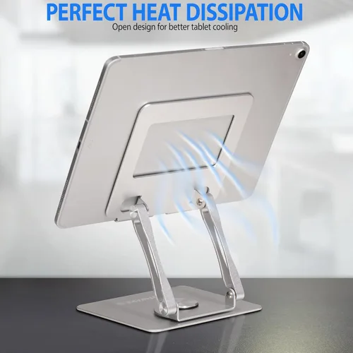 Vista 4 de Soporte giratorio para tableta para iPad/Kindle/PS/Switch/iPhone de 13 a 4.7 pulgadas, soporte ajustable para tablet para escritorio, cocina, PC