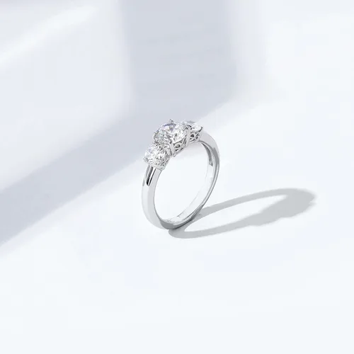 Vista 8 de Tienda Collection Platinum or Gold Plated Sterling Silver Round 3-Stone Ring made with Infinite Elements Cubic Zirconia