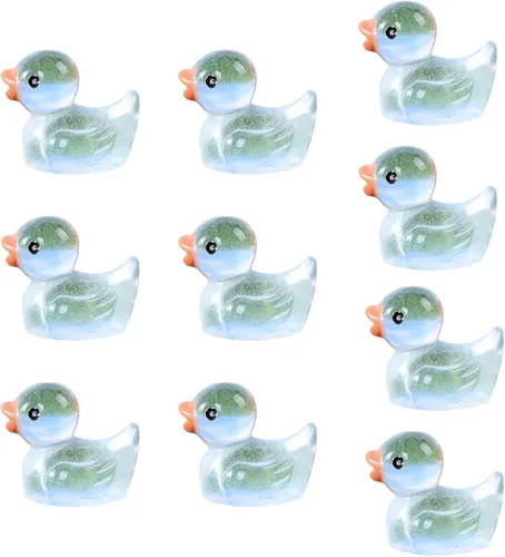 10 figuras de animales en miniatura, figura de pato en miniatura, mini juguetes de adorno para niños, regalo para decoración del hogar, transparente