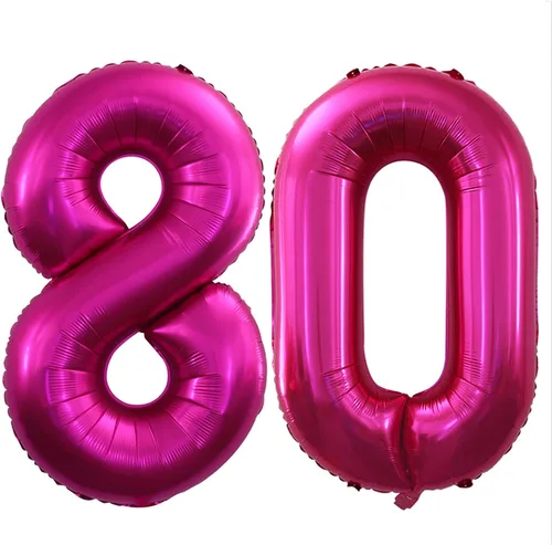 Vista 371 de GOER Globos con el número 80 para decoraciones de fiesta de cumpleaños número 80, globos de helio de aluminio jumbo de 42 pulgadas para 80 Oro rosa