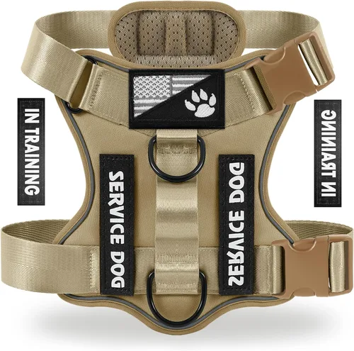 Vista 119 de Demigreat Arnés de perro de servicio, arnés reflectante para perro con 5 parches, arnés Oxford suave ajustable para mascotas, malla de capa