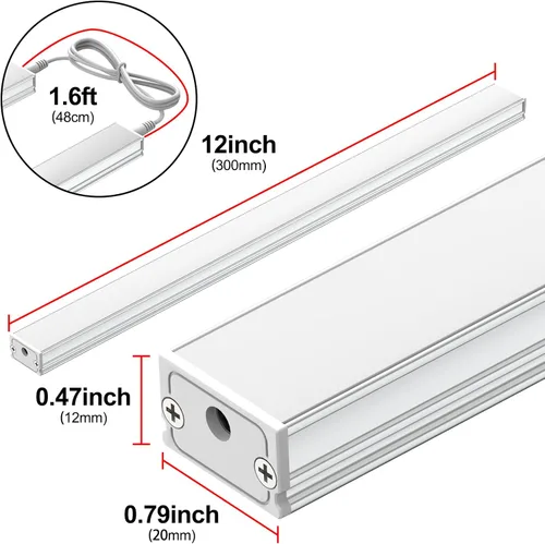 Vista 4 de ASOKO Luces LED regulables para debajo del gabinete, blanco cálido 3000 K, 3 piezas de 12 pulgadas conectables LED enchufe de iluminación