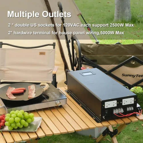 Vista 6 de Inversor de onda sinusoidal pura de 5000W 24V, 24 voltios DC a CA 120V 240V inversor de potencia de fase dividida, 2 terminales de cable de CA