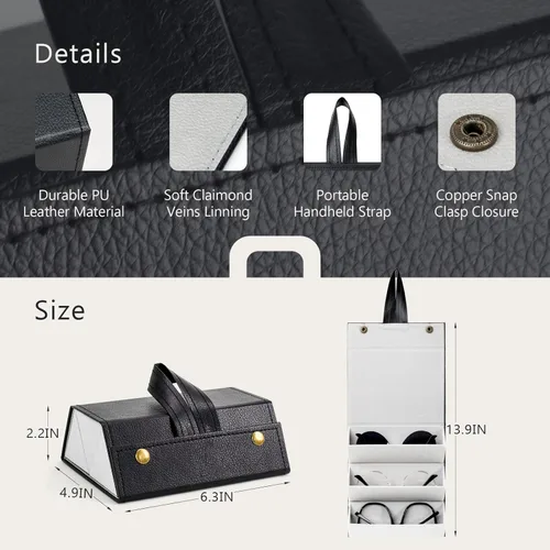 Vista 3 de 2 Pcs Travel Sunglasses Organizer 35 Slots,Sunglass Case Multiple Pairs Eyeglass Storage Organizer for Women