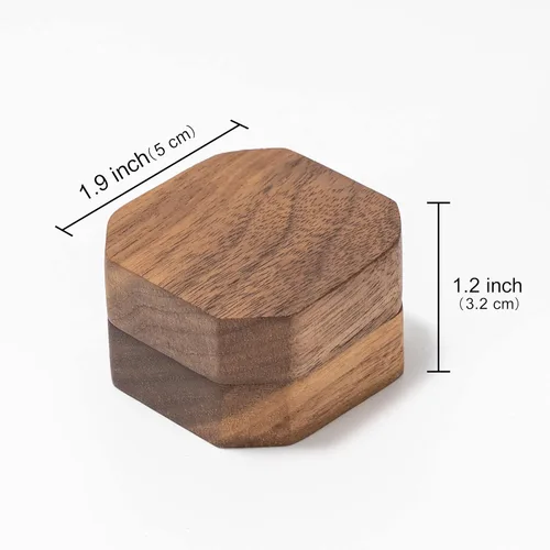 Vista 5 de Cajas de anillos de madera personalizadas, cajas de anillos octogonales personalizadas, cajas de anillos de compromiso de boda, cajas de exhibición