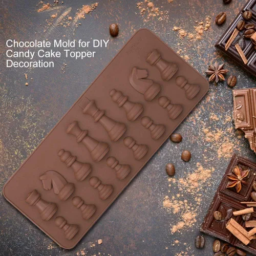 Vista 3 de Chocolate de silicona, Jadpes, decoración reutilizable para tartas de caramelo, bandeja para romper ajedrez, suministros para hacer caramelos