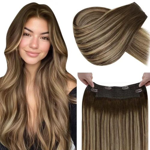 Vista 12 de LaaVoo - Extensión de cola de caballo de cabello humano negro, con clip, 18 pulgadas, extensiones de cabello humano invisible de una pieza