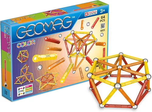 Geomag - Color: juego de construcción magnético de 64 piezas, juguete de construcción STEM certificado, seguro para edades de 3 años en adelante