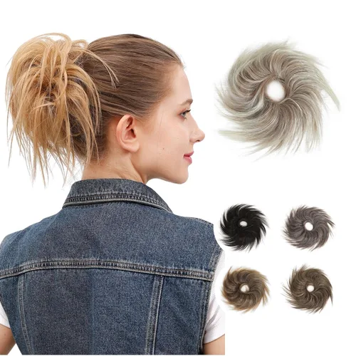 JuvaBun Pieza de pelo rubia despeinada para mujer – Pieza de cabello rubio desordenado para moño, añade volumen instantáneo, rápido updo, lavable y