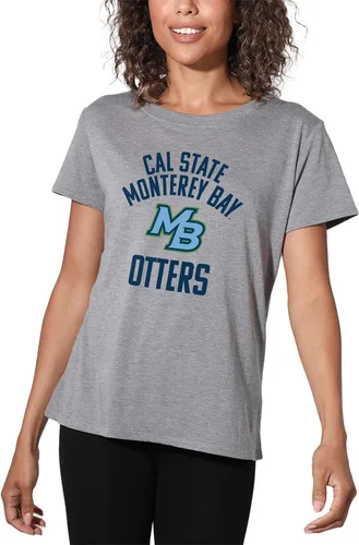 Vista 140 de Colección oficial de camisetas sueltas con logotipo desgastado grande universitario para mujer, jaspeado atlético